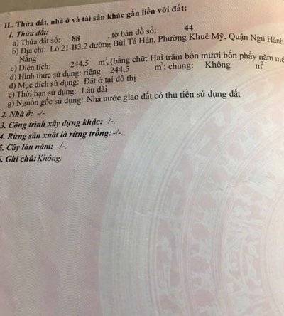 Bán đất nền 245m² tại Khuê Mỹ, Đà Nẵng - Ngũ Hành Sơn, Đà Nẵng